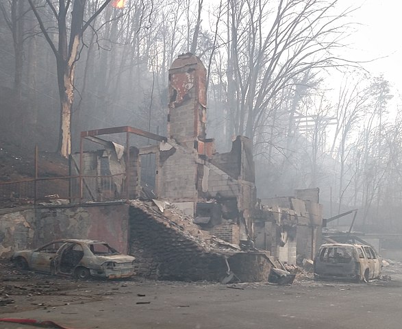 burned building