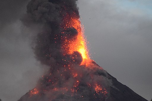 volcano erupting