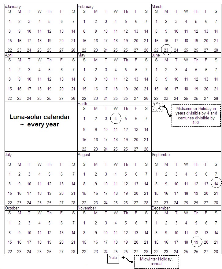 Calendar Luna Solar Calendar
