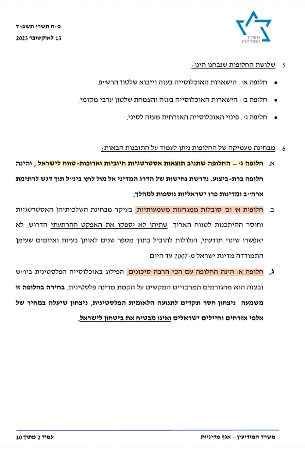 Leaked Israeli Doc