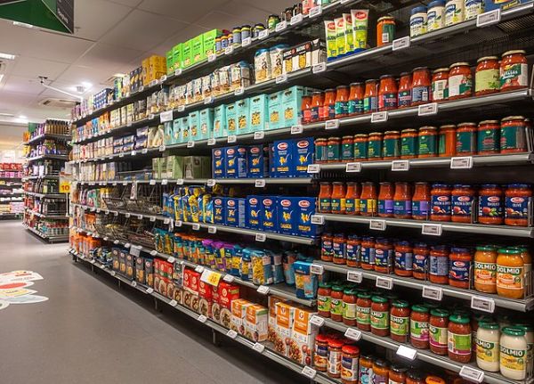 supermarket shelves