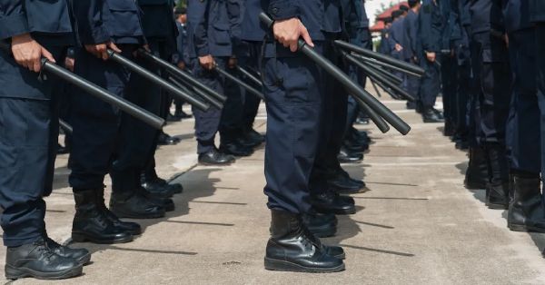 police with batons