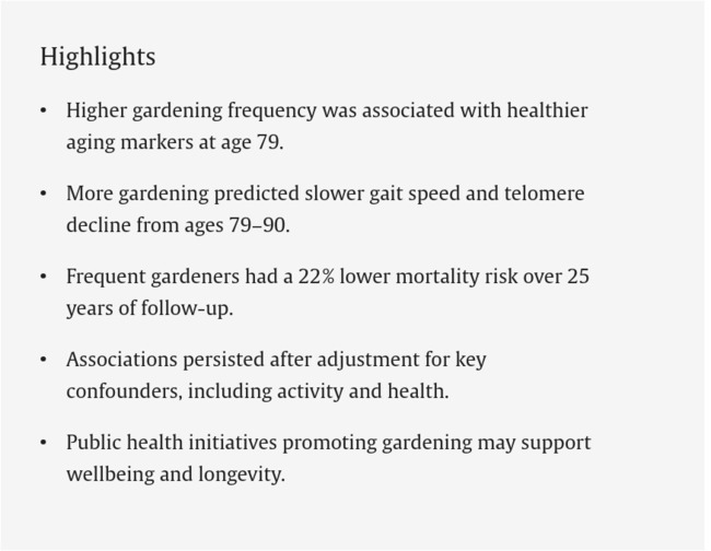 Senior Gardening study Highlights